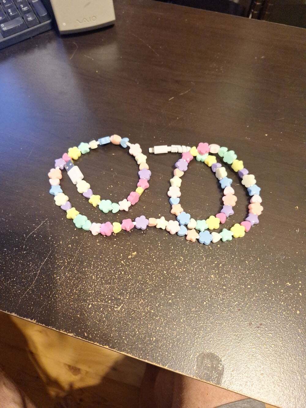 Pastel Star Beaded USB-A to 8-Pin Charging Cable